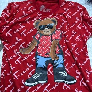 Vibe Red‎ and Blue Bear Graphic Short Sleeve Tee